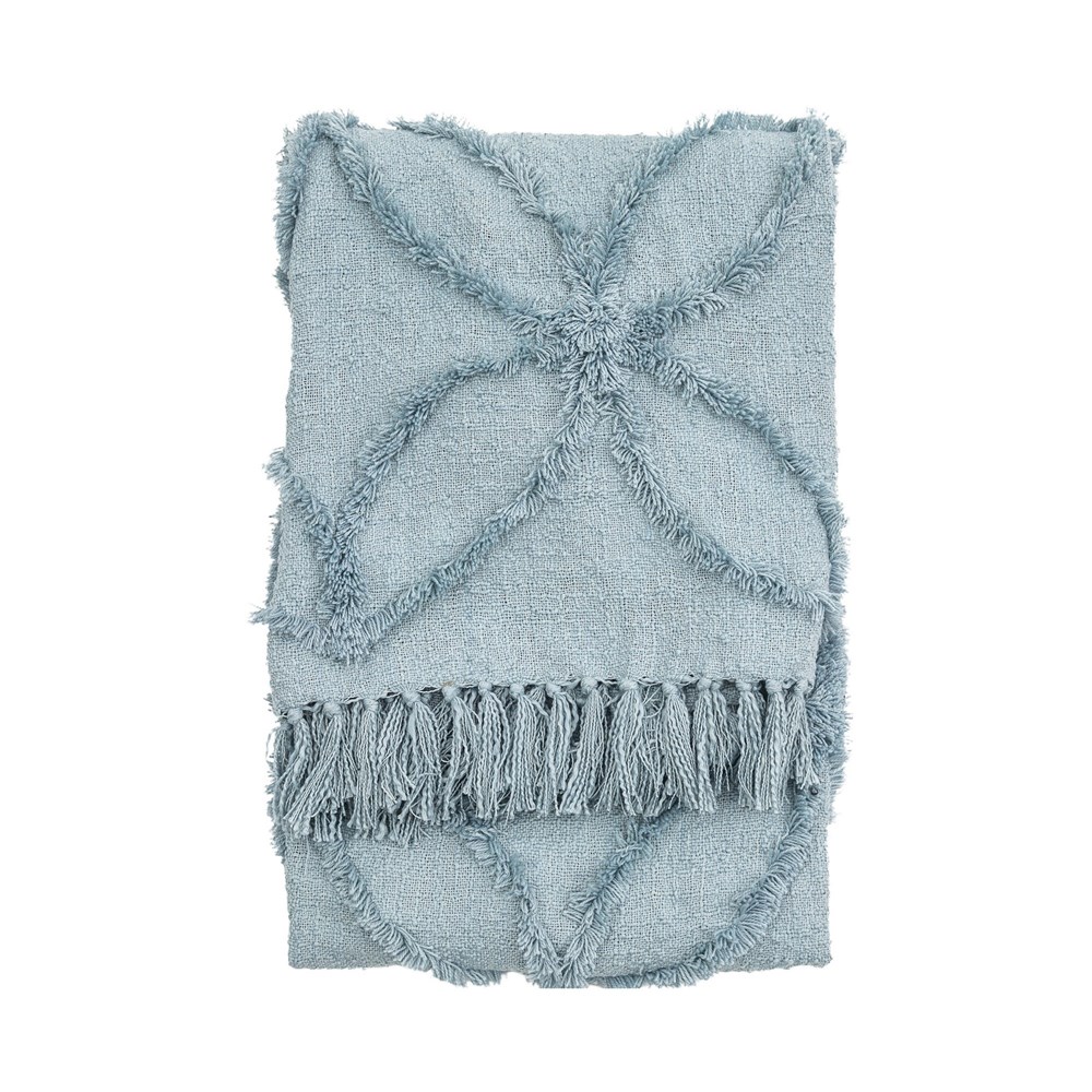 Mica Woven Tufted Tassel Throw in Blue